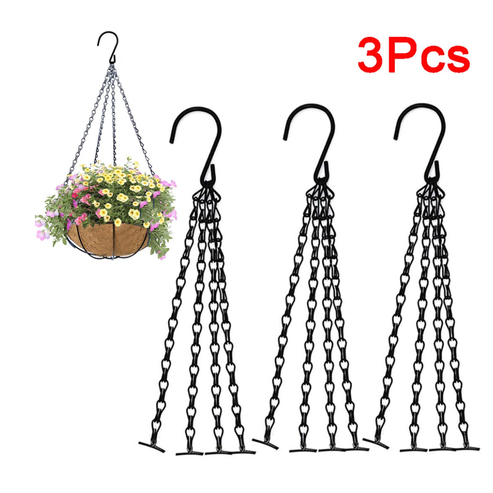 FS-ANZHE SHOP Pack of 3 Spare Replacement 4-Point Chains for 14Inch Easy Fill Baskets Indoor Outdoor Flower Pots, Plant Plant Pot for Hanging Plants Replacement 4-Point Chains - Image 2