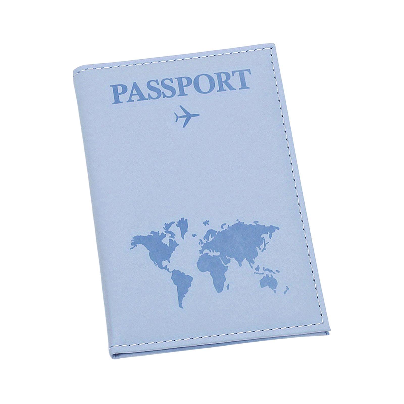 HVG TRADERS Map Passport Holder, Portable Universal Passport Cover for Women Men, PU Leather Airplane Travel Wallet Case Organiser for Passport Credit Cards Boarding Passes (Blue)