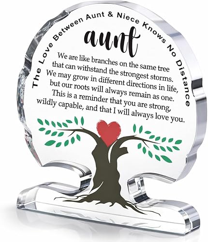 Regalos para tía, tía de sobrina, sobrino, día de la madre, cumpleaños, Navidad, mejor tía del mundo, regalo de decoración para tía tía tía acrílico