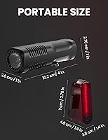Vista 7 de Juego de luces delanteras y traseras para bicicleta, 8+5 modos USB-C recargables para bicicleta y luz trasera, luces LED de seguridad impermeables