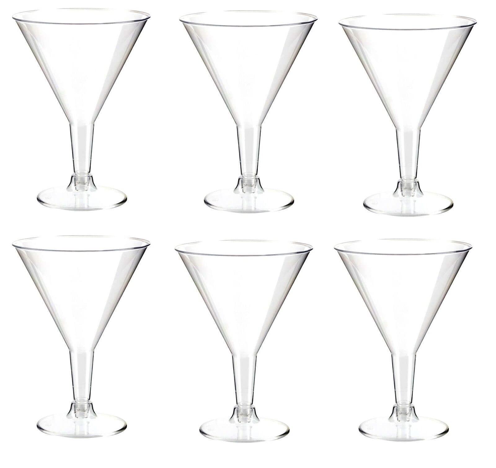 Concept4u 6 x 200ml Clear Plastic Martini Glasses Reusable Cocktail Party Glasses Dessert Shooters Drinkware Ideal for Wedding, Anniversary, Christmas, Birthday, Mocktail