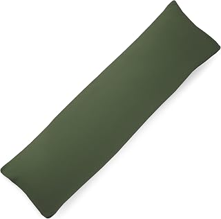 PinkZebra Funda de almohada de muselina orgánica, 40 x 140 cm, para niños y adultos, suave, con certificación GOTS, fabricada en la UE, funda de cojín con cremallera, color verde