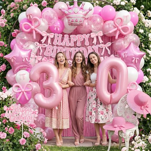 Décorations d'anniversaire 30 ans coquette avec ballons aluminium 101,6cm