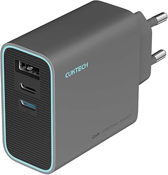 CUKTECH Caricatore USB C 65W,Gan Caricabatterie Rapido Multiplo USB Alimentatore Portatile PD Compatibile con Samsung Galaxy S24 /S22/iPhone 16 pro/Laptop/MacBook Pro/Tablet/Steam Deck
