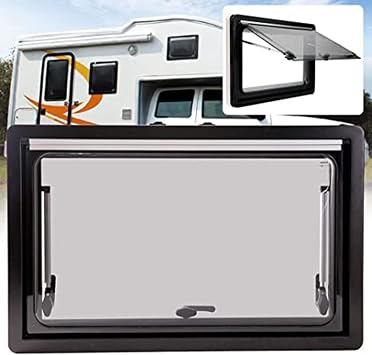 Camper Windows Vent,Motorhome Window Zip Hinged Window External Push Window with Integrated Roller Blind and Fly Screen for Caravan Van Camper,35 * 28cm
