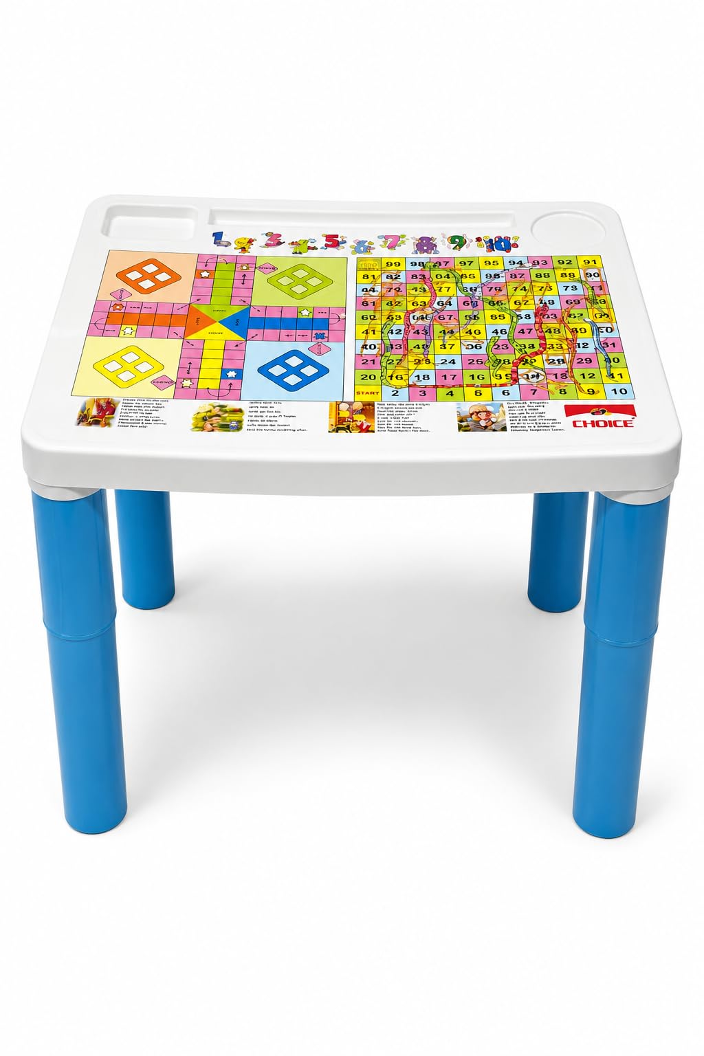 KITCHIVO Kids Activity Table with Game Top | Multipurpose Study & Play Table for Kids | Indoor Learning, Drawing & Game Table for Toddlers (Blue)-image-32