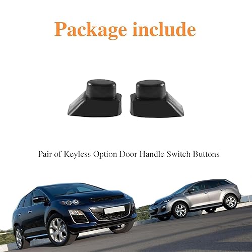 Miniatura 6 de Par de tapas de botón de interruptor de manija de puerta con opción sin llave compatible con Mazda 6 Speed 6 CX-7 RX-8 CX-9 MX-5, repuesto #