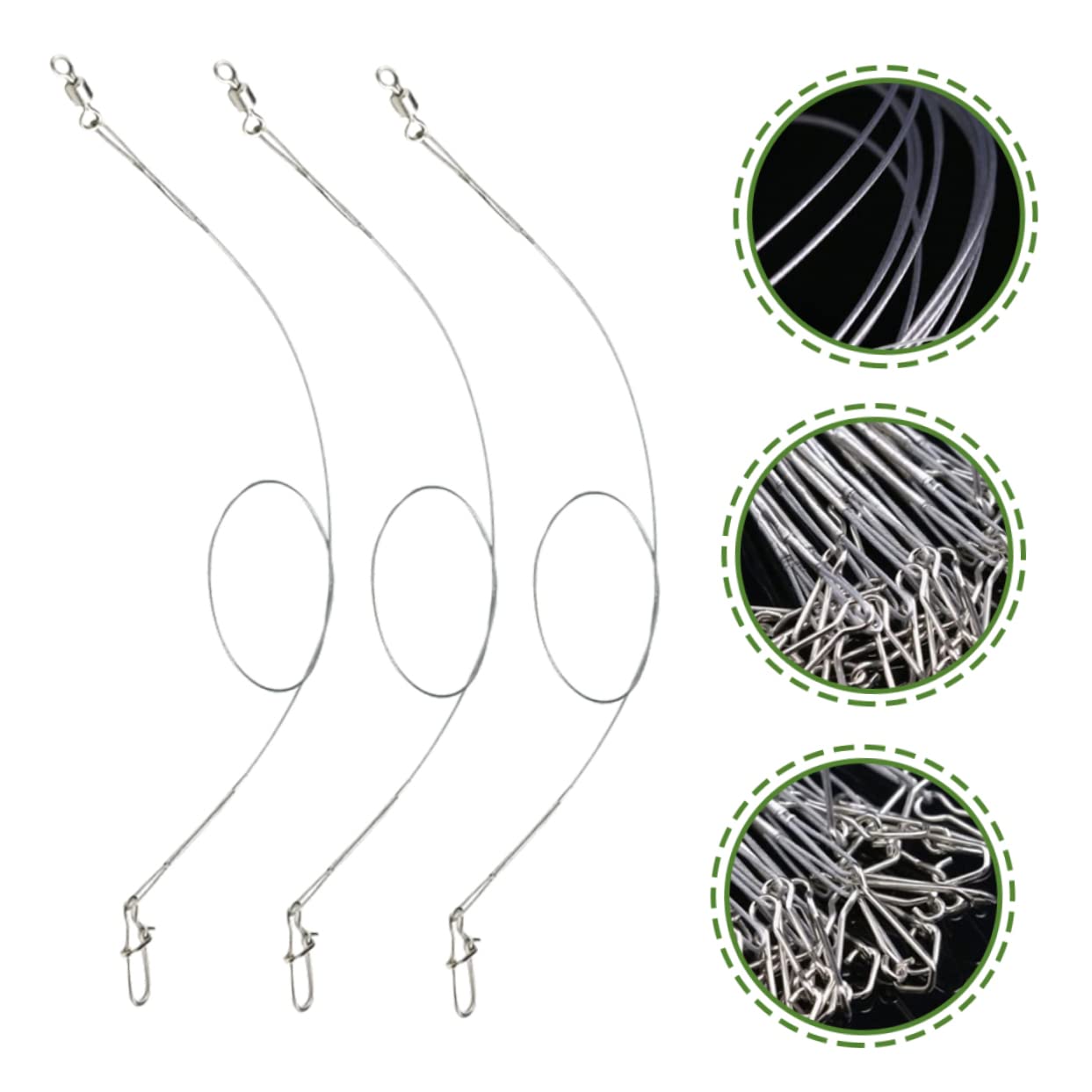 SUPVOX 24pcs Fishing Line Steel Leaders Saltwater Fishing Gear Swivel Design for Pro Anglers