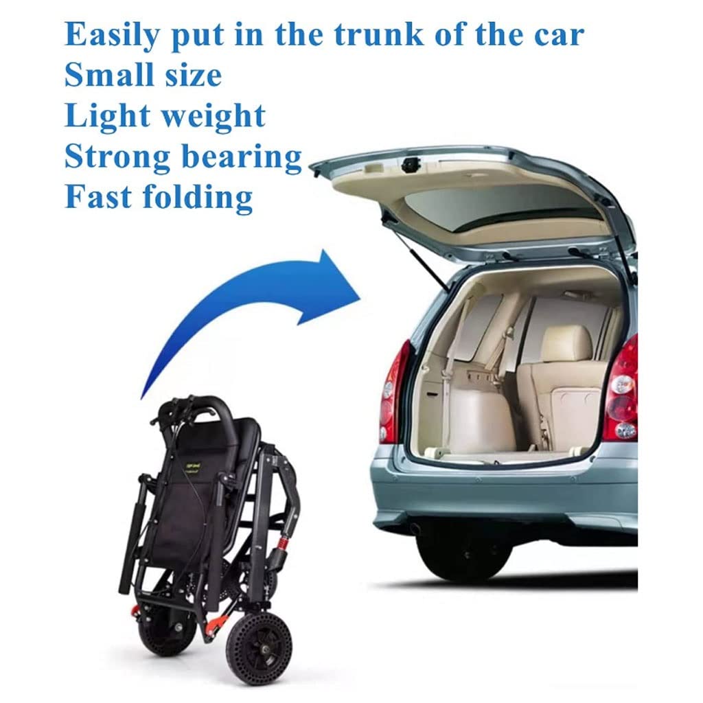 Transportstuhl Tragbarer Reise-Rollstuhl, Klappender kleiner Transportrollstuhl mit Handbremse, doppeltes Frühlingsschock-Rollstuhl, Flip-Backs-Arme Faltbarer Rollator-Rollstuhl ( Color : Black )
