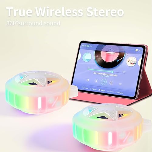 Miniatura 4 de EBODA Altavoz de ducha Bluetooth, altavoces portátiles impermeables IP67, flotante, tarjeta TF, pequeño altavoz al aire libre con luz LED, estéreo