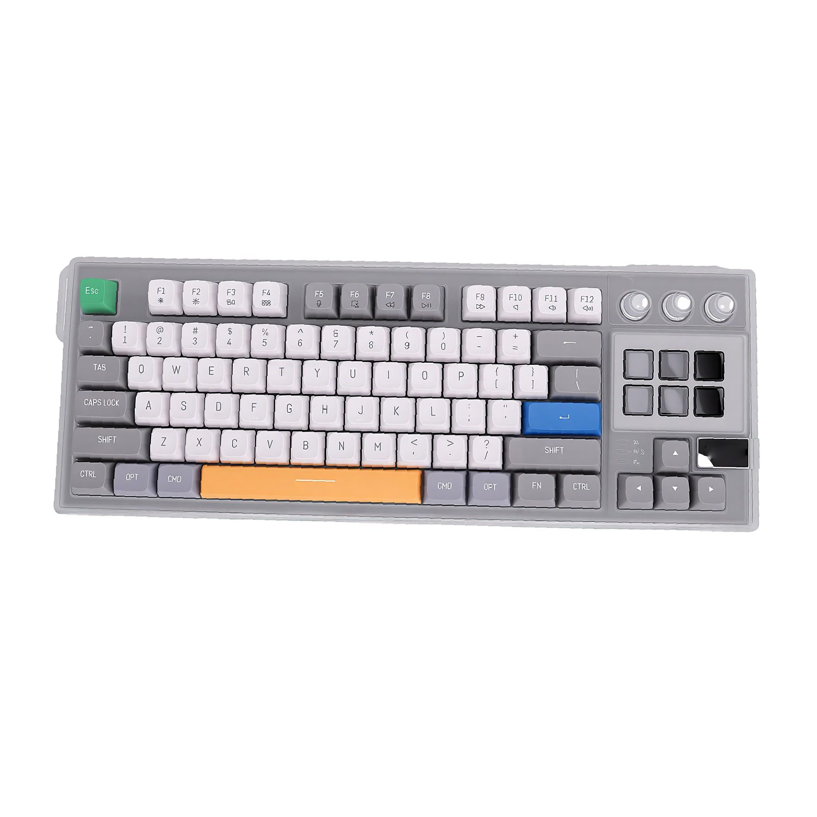 PUSOKEI Tastiera Macro Programmabile Cablata con Schermo e Manopola, Montaggio con Guarnizione Sostituibile a Caldo, Layout 80%, Tastiera da Gioco Meccanica USB per PC Portatile