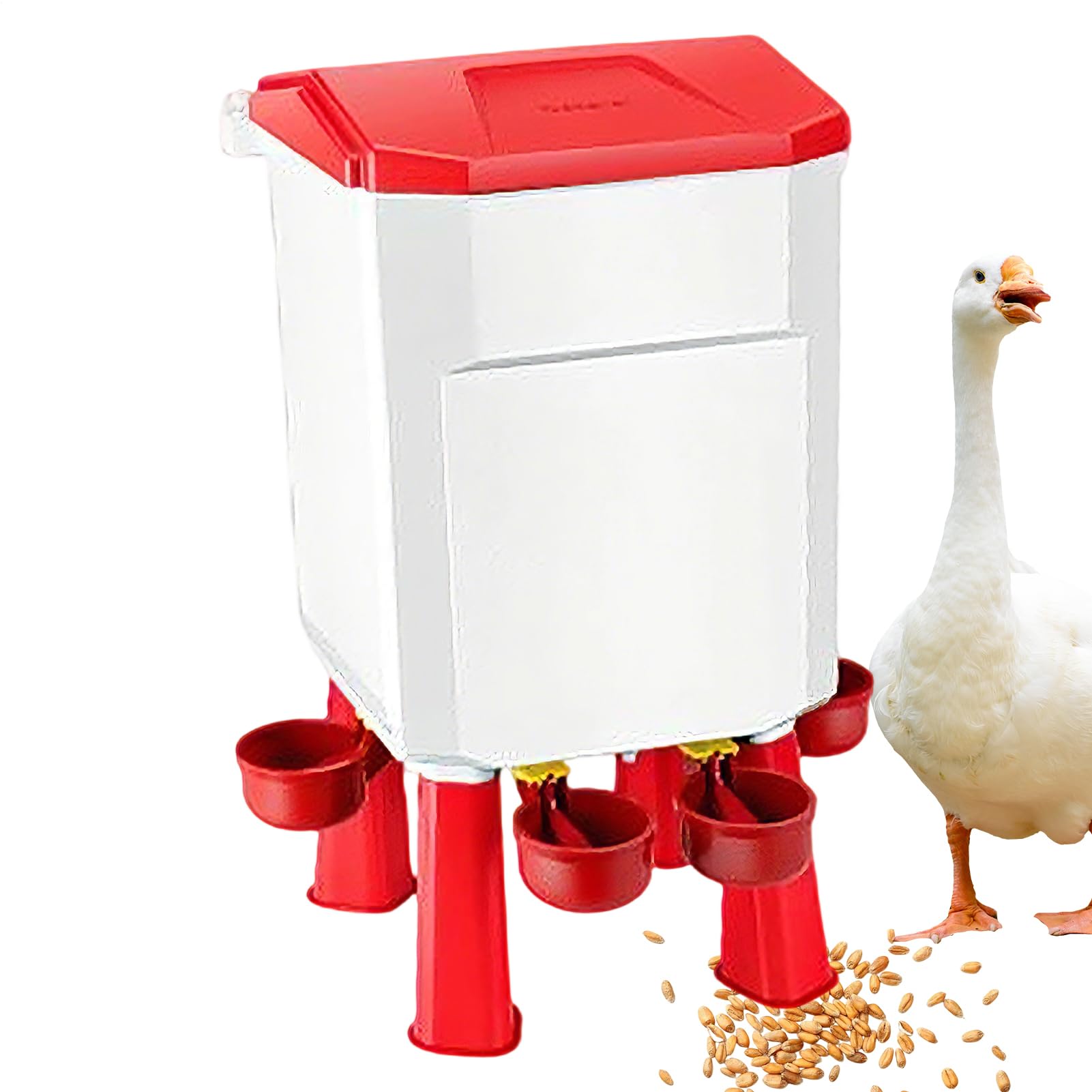 Mangiatoia per pollame, grande secchio automatico con coperchio, dispenser di cibo per pollo, per anatre, bantam, fagiani, tacchini, coop, fattoria, vacanze, esterno, maiale, pecore, piccoli animali