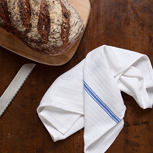 Blue Premia Dish Towels (6 Units) • Commercial Kitchen Towel • Absorbent 100% Cotton Herringbone (14"X25") • Commercial Quality: 24 Oz/Dz • Classic Tea Towels • Low Lint #TOP5