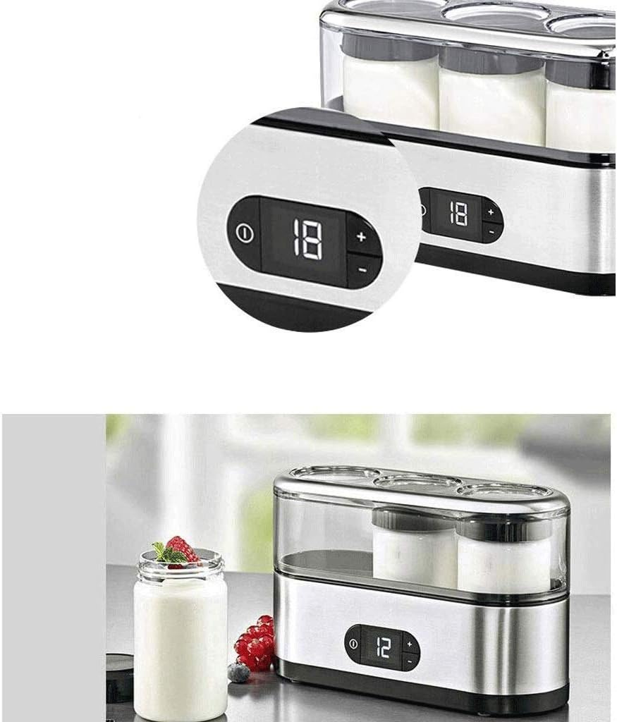 Yogurt Maker Automatic Digital Yoghurt Maker Machine with 3 Glass Glasses LCD Display with Constant Temperature Control Stainless Steel Design for Home