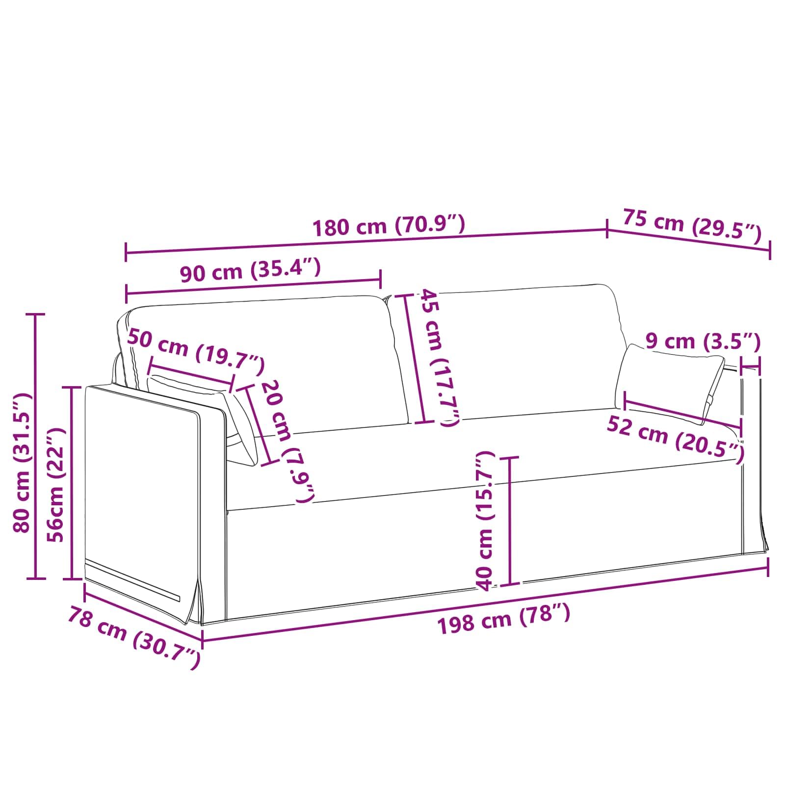 vidaXL Divano Blu 198 x 78 x 80 cm Tessuto