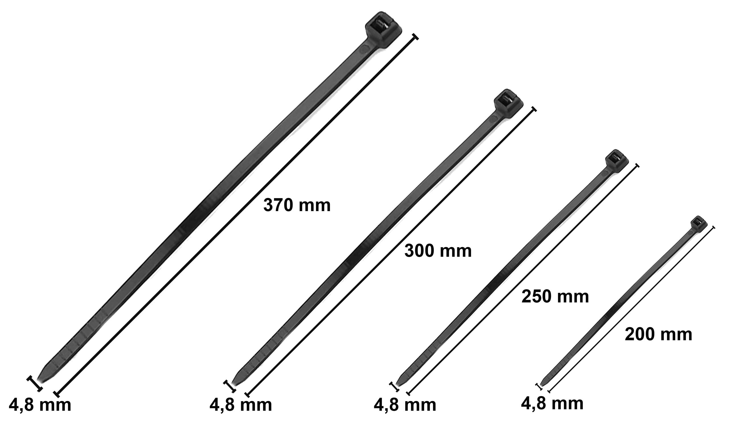 Polyamid-Kabelbinder-Set 2,5 mm (4.8 mm, 1600 Stücke)