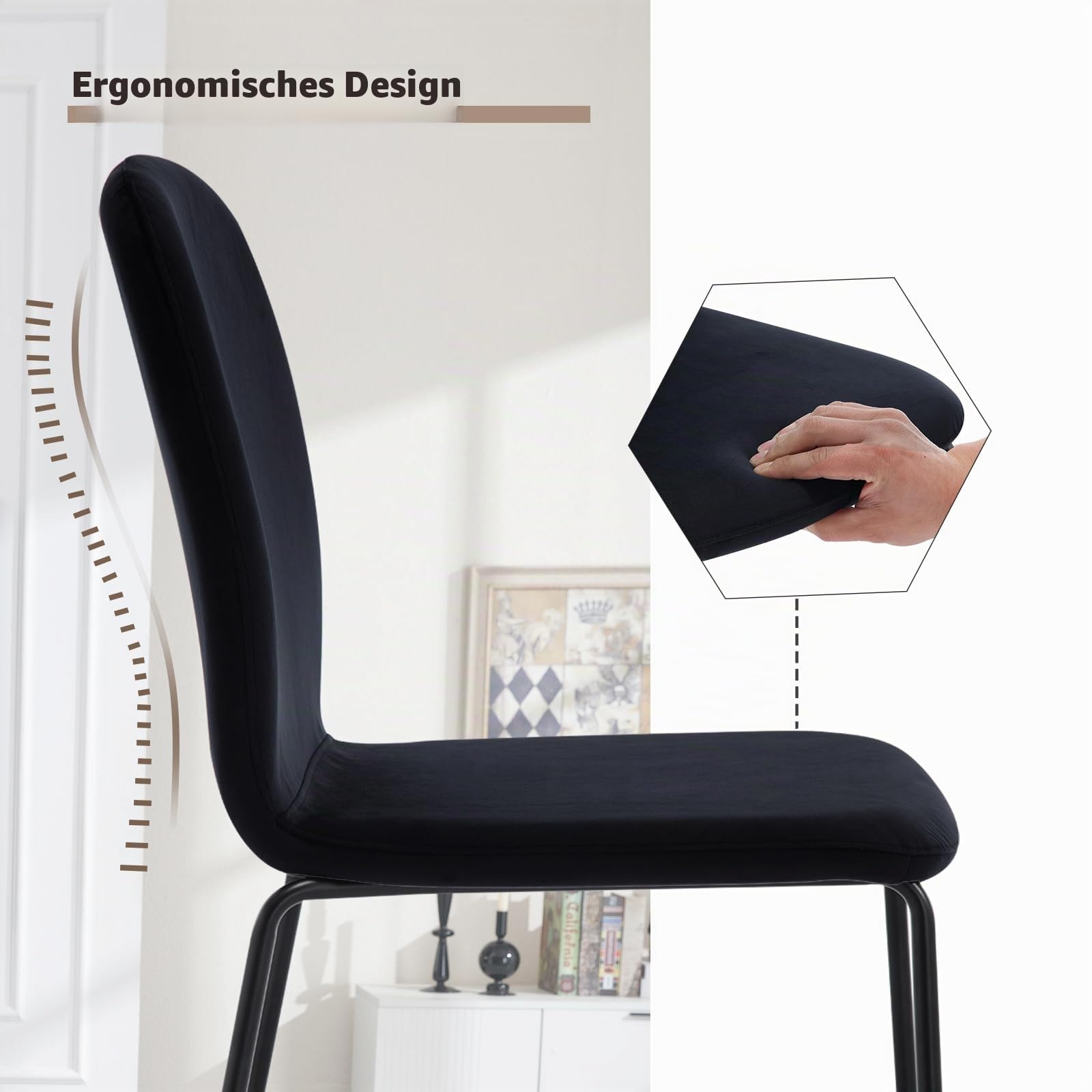WOLTU Esszimmerstühle 4er Set, Stapelstühle mit Metallbeinen