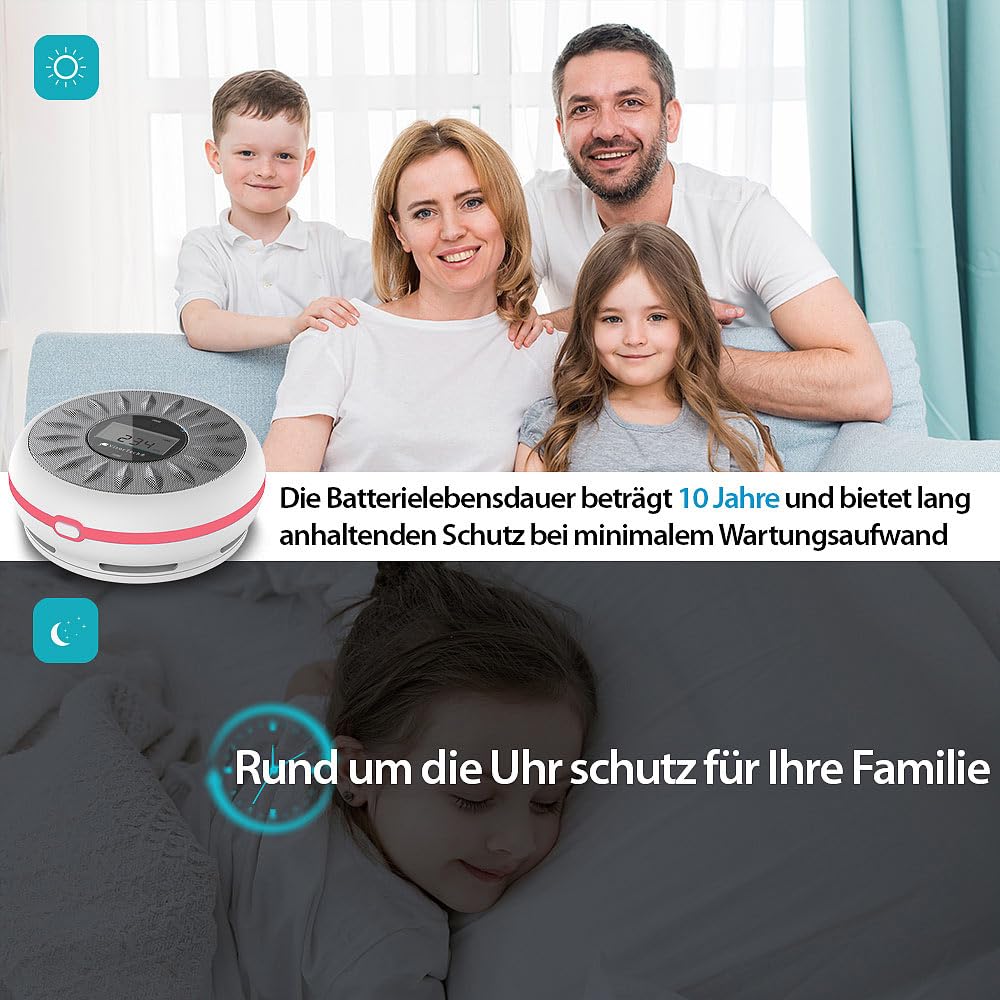 VisorTech app per allarme antincendio: Set da 2 Rilevatore di fumo e CO 2in1 con Wi-Fi, Batteria di 10 anni, Sensore di 10 anni (rilevatore monossido carbonio, rilevatori fumo per la casa, radio)
