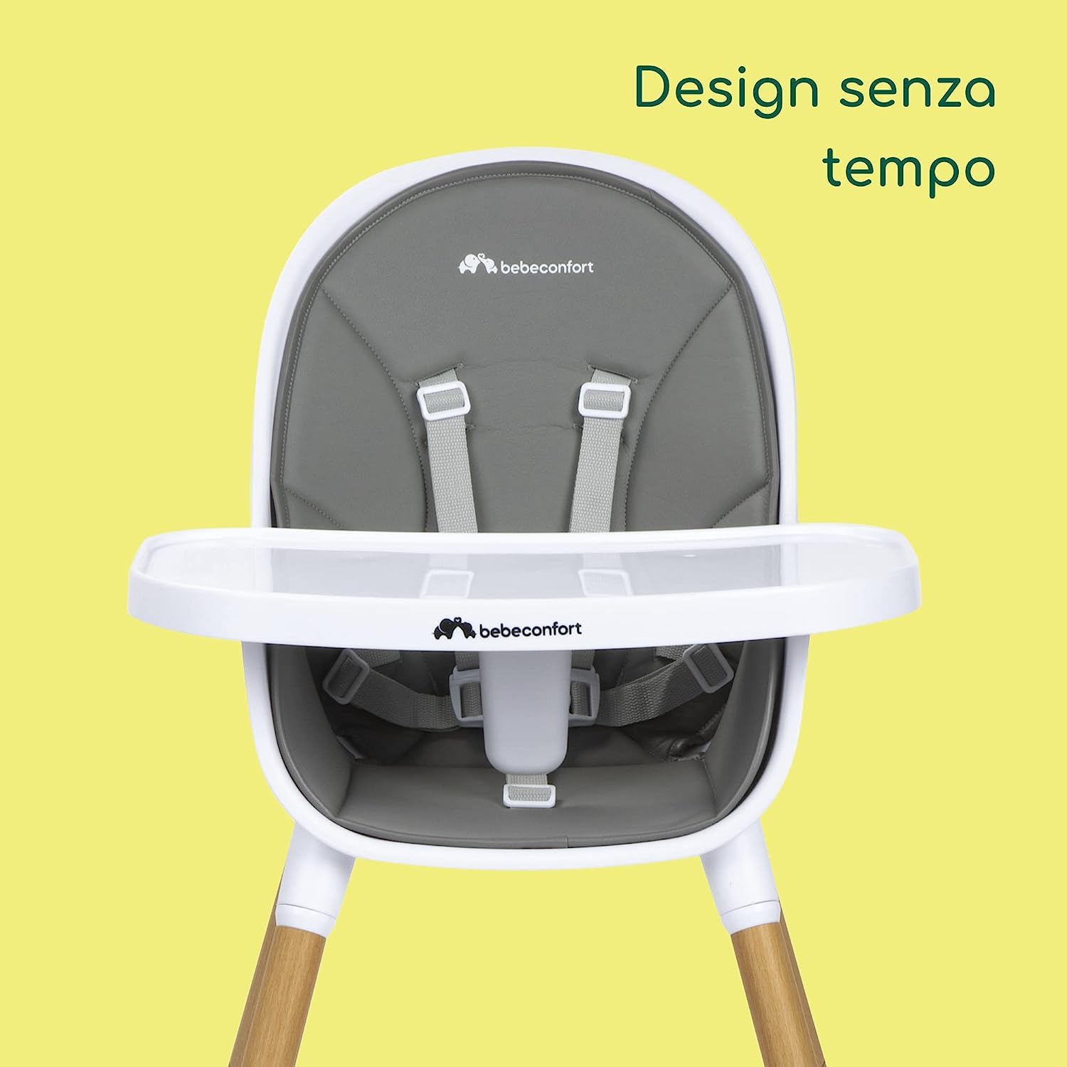 Bebeconfort Avista seggiolone pappa evolutivo che si trasforma in sedia bambino, con imbottitura e vassoio, dai 6 mesi, portata 30 kg, Warm Grey