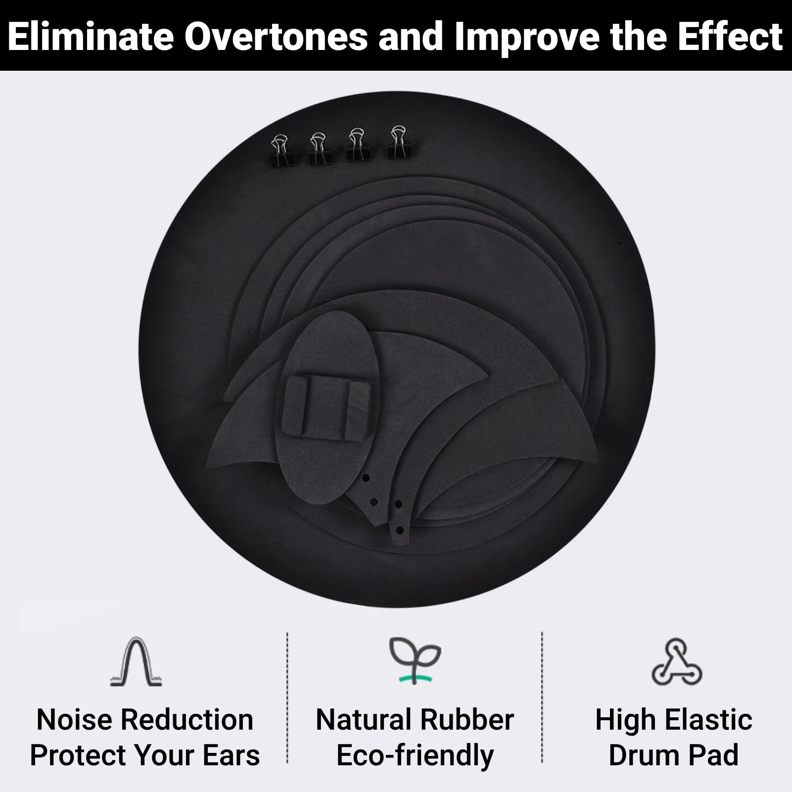 Set di Silenziatori per Batteria, 10 Pezzi, Pad in Gomma e Schiuma da 5mm per Piatti e Grancassa