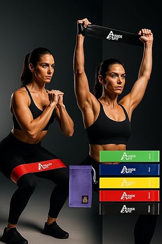 Miniatura 4 de Juego de bandas de resistencia, 5 niveles para entrenamiento en casa, glúteos, yoga y entrenamiento de fuerza, bandas duraderas para fitness con