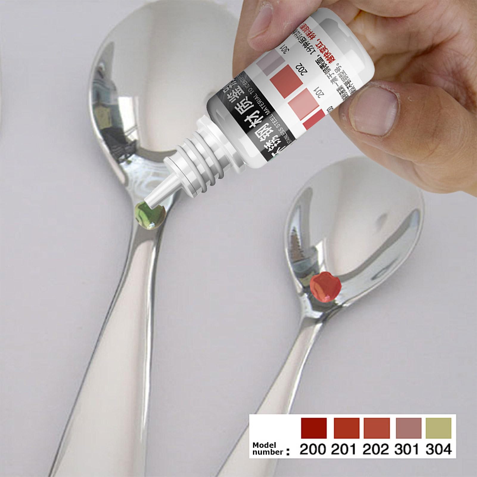 Tester de acero inoxidable Solución de ácido rápido | 12 ml de agente líquido fácil de usar con resultados de precisión para la clasificación de Kit de prueba de metal ideal para cocinas de hoga