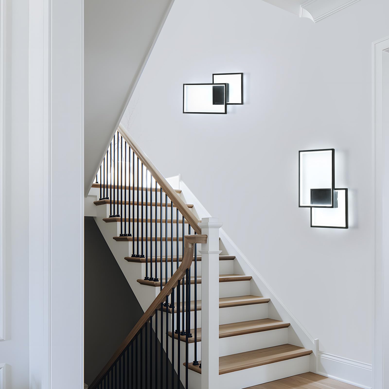 34W 3825LM Aplique Pared Interior LED Blanco Frío 6500K 41CM Negro | Moderno Lámpara de Pared de Aluminio Decorativo, Rectángulo Luz de pared para Dormitorio Sala de Estar Pasillo