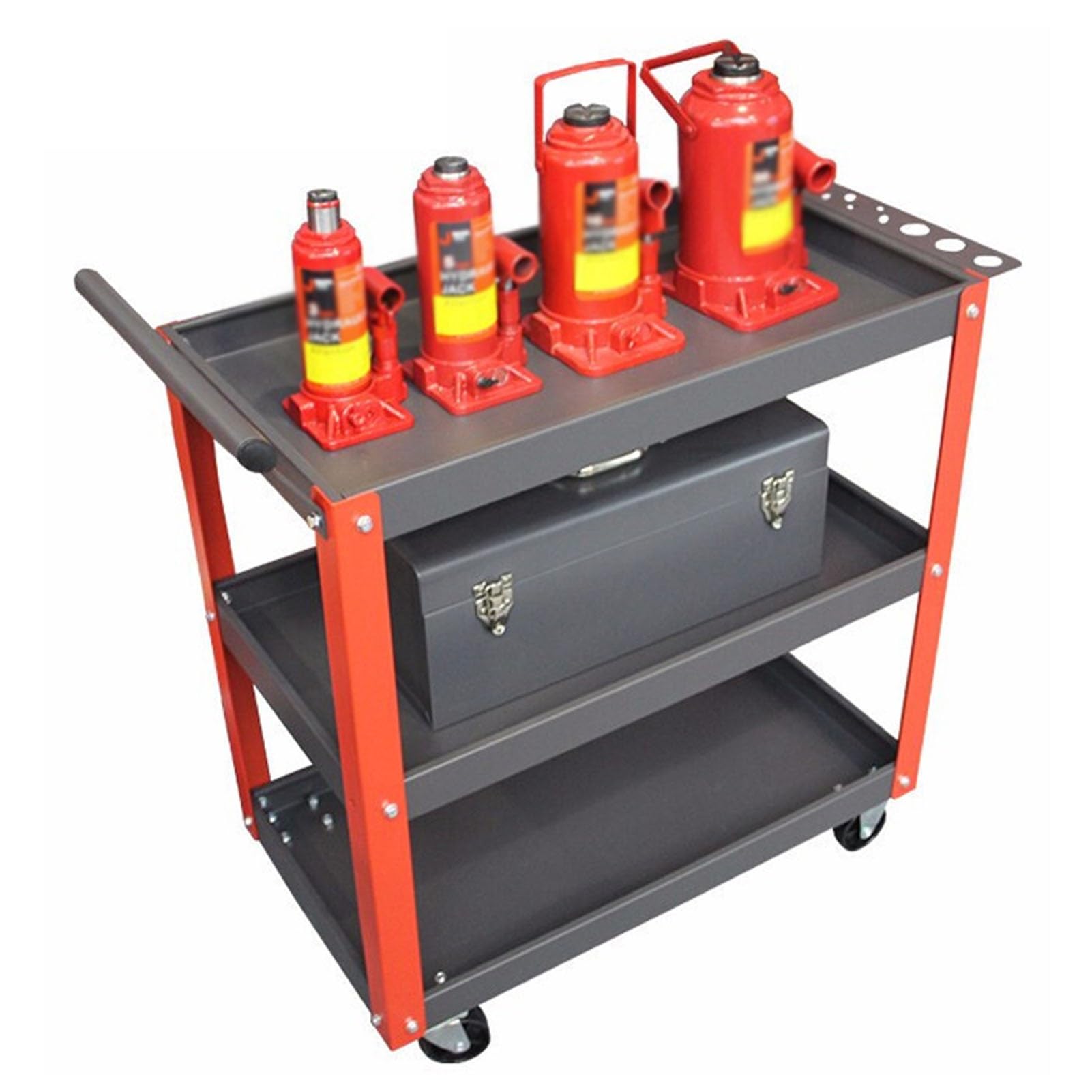 Tool Cart,Rolling Metal Service Cart with Lockable Wheels,3 Shelves Steel Tool Storage Organizer 330lbs Load Capacity for Garage Warehouse and Repair Shop