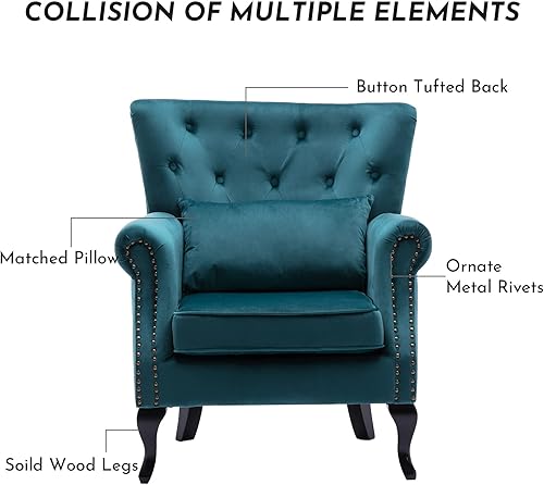 Miniatura 155 de Sillas de lectura Accent Midcentury - Sofá esquinero moderno y cómodo con respaldo copetudo para sala de estar, dormitorio, sala de recepción,