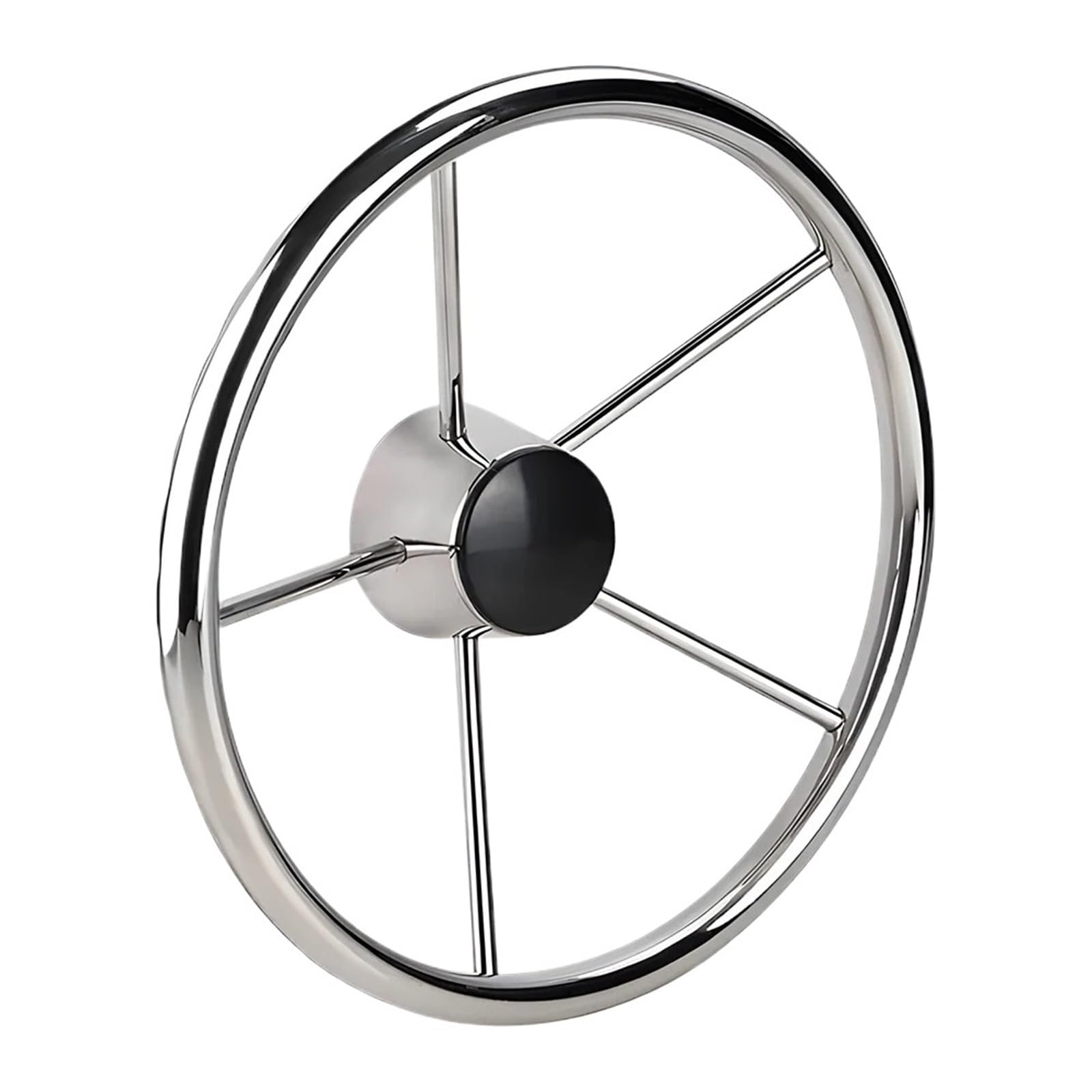 CHMIFTNX 5 Spoke 15 inch Stainless Steel Steering Wheel Boat Yacht Steering Wheel with Control Knob Boat Accessories(No knob)
