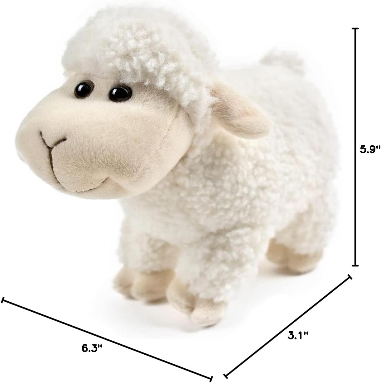 Tiny Heart Screaming Sheep Toy Stuffed Animal with Sound Interactive Baby Lamb Plush Cute Soft Makes Funny Sounds Liven Up Atmosphere Party Gift for Friends Coworkers (White Standing)
