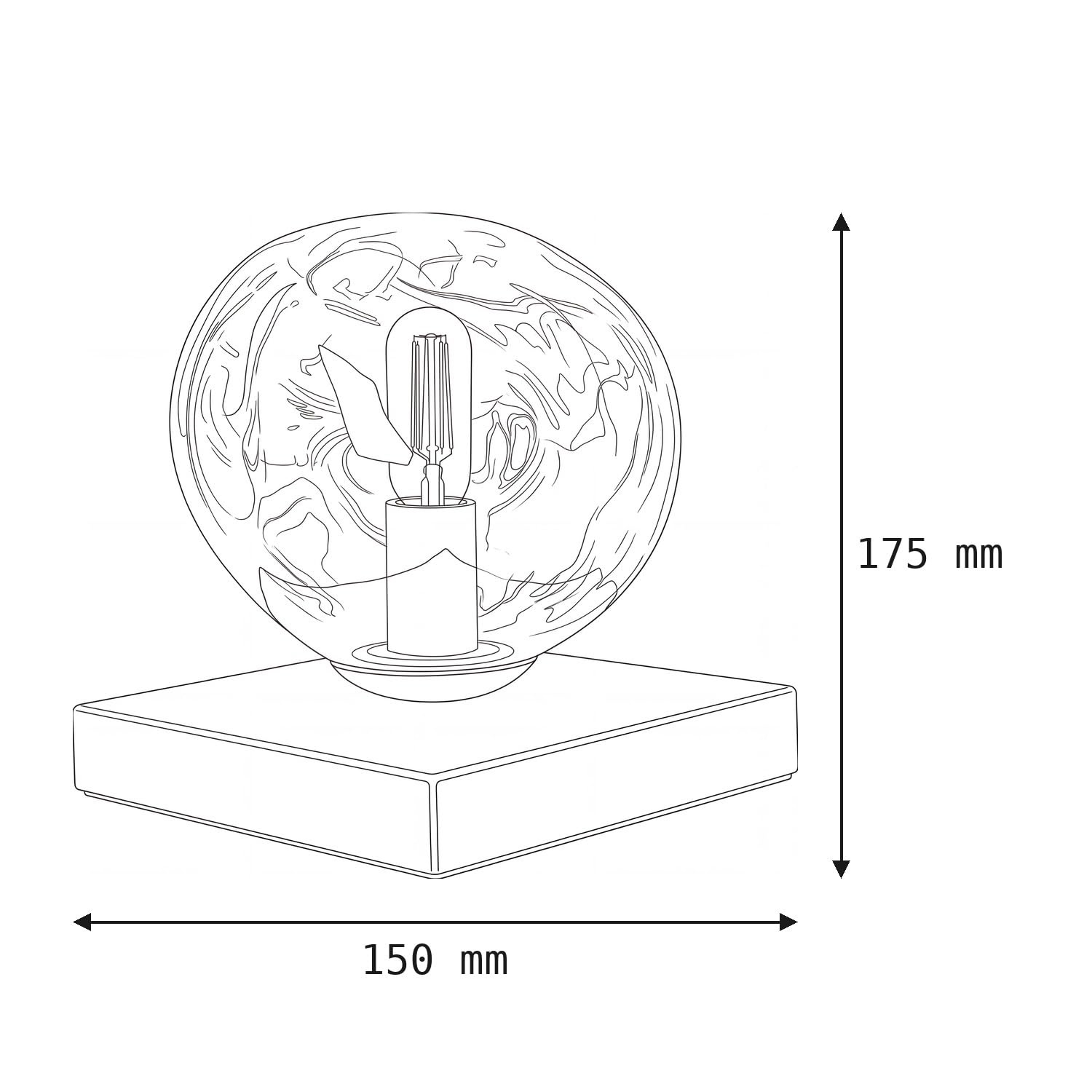 Licht-Erlebnisse Tischleuchte Glas Silber Schwarz Metall Wohnzimmer E14 17,5 cm klein mundgeblasen verspiegelt Lavaglas dekorativ Nachttisch Tischlampe Schlafzimmer