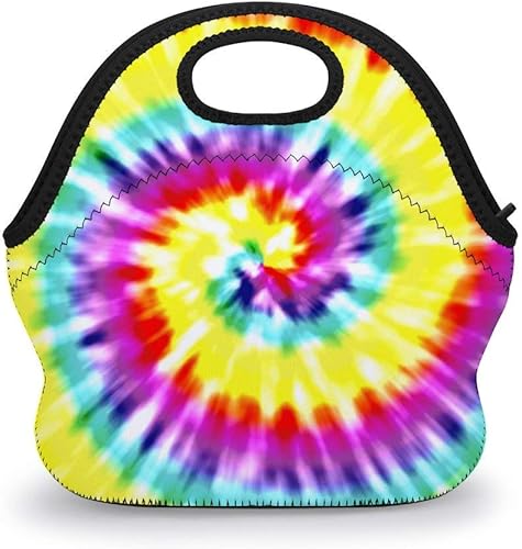 Aeoiba Único Tye Dye Art Bolsa de almuerzo con aislamiento Bolso de mano lonchera Contenedor de alimentos Gourmet Tote Cooler Bolsa cálida para la
