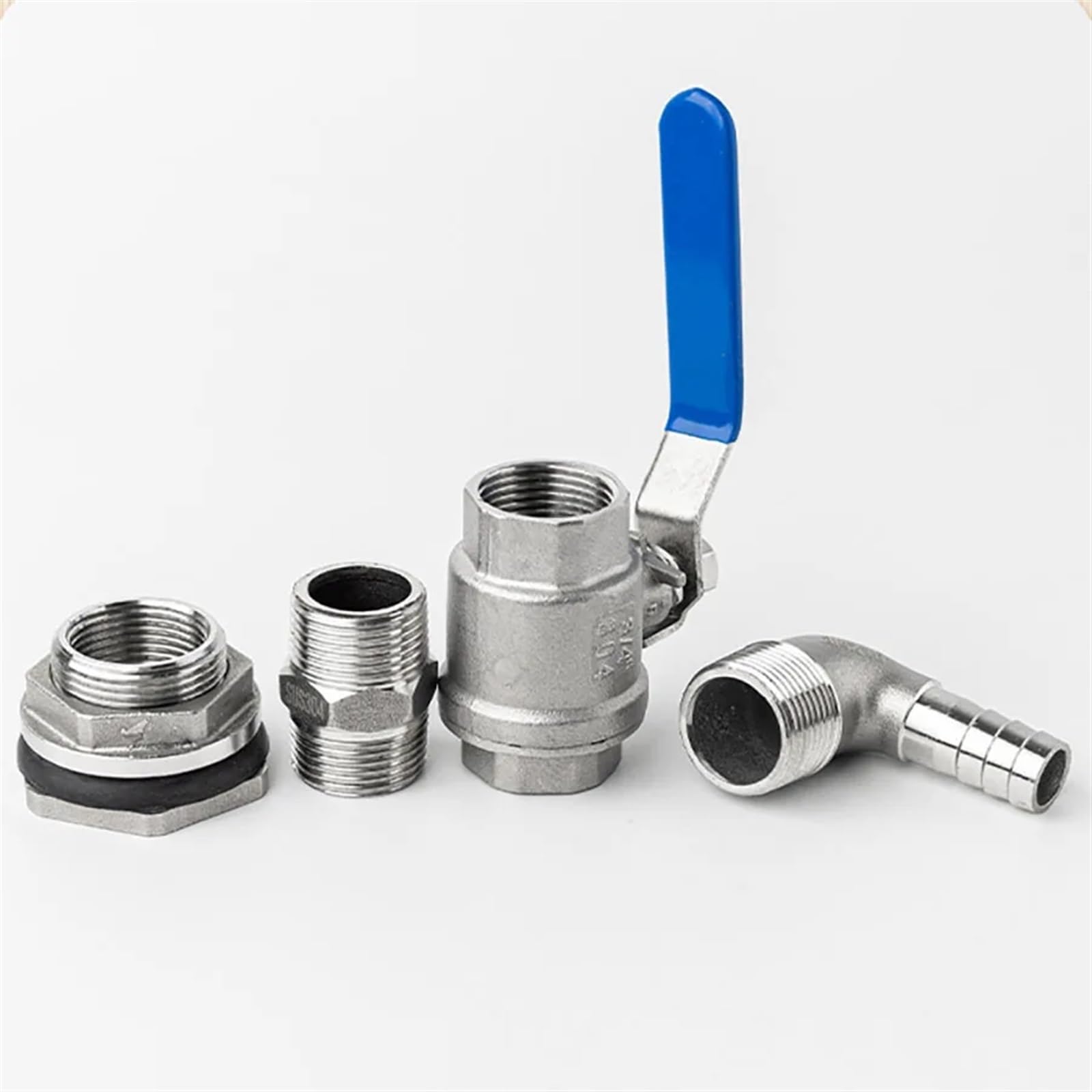 Duokon Tap Ball Valve, Stainless Steel Hose 1/2 Inch Ball Valve Faucet With Blue Handle Weldless Bulkhead Tnp 13mm Barb - View #10