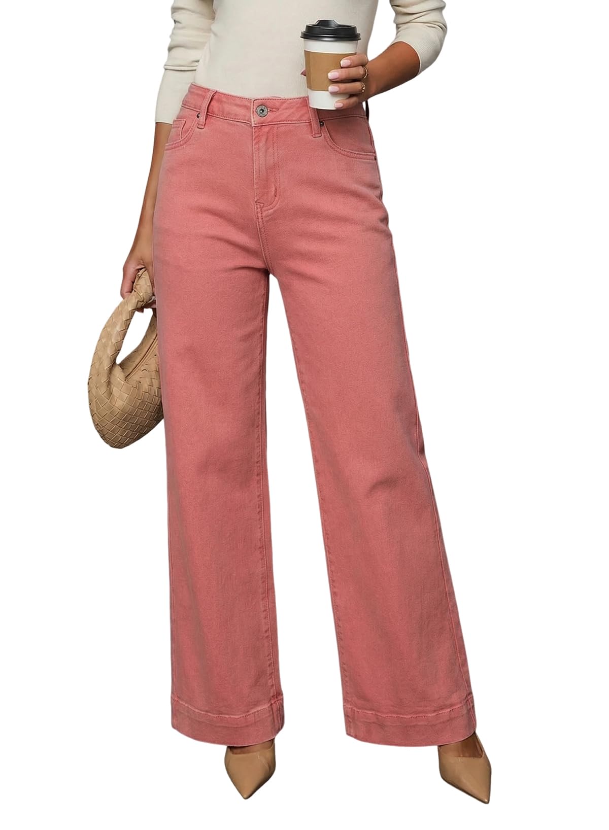Dokotoo Women's Casual High Waisted Jeans Stretch Wide Leg Loose Denim Pant | Baggy Jeans Women, Stretchy Straight Leg Pants, High Waisted Jeans for Women, Loose Fit, Casual Wear