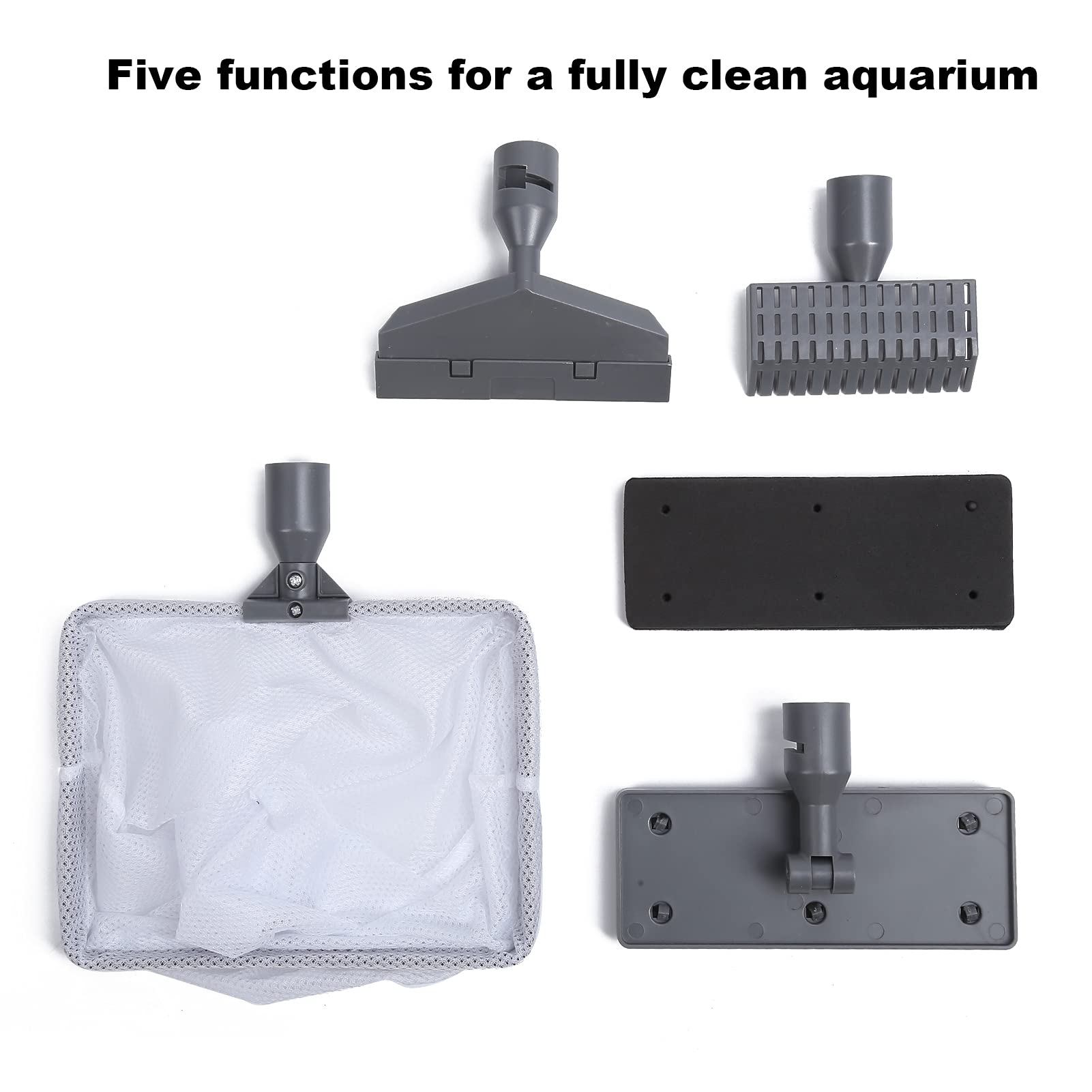Cepillo 5 en 1 para pecera de Acuario, Kit de Herramientas de Limpieza Multiusos para peceras, Kit de Herramientas de Limpieza de Mango Largo, Cepillo de Limpieza de