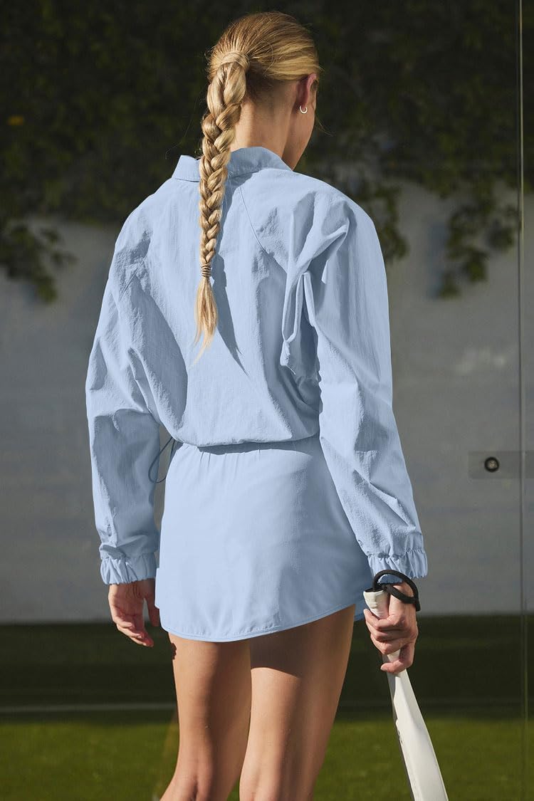 INFITTY Women's Lightweight Jacket Cropped Long Sleeve Workout Tops Quarter Zip Pullover Athletic Shirts - Image 3