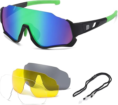 Miniatura 7 de DUCO Gafas de sol deportivas para niños y niñas con 3 lentes intercambiables, polarizadas para adolescentes y jóvenes DK280