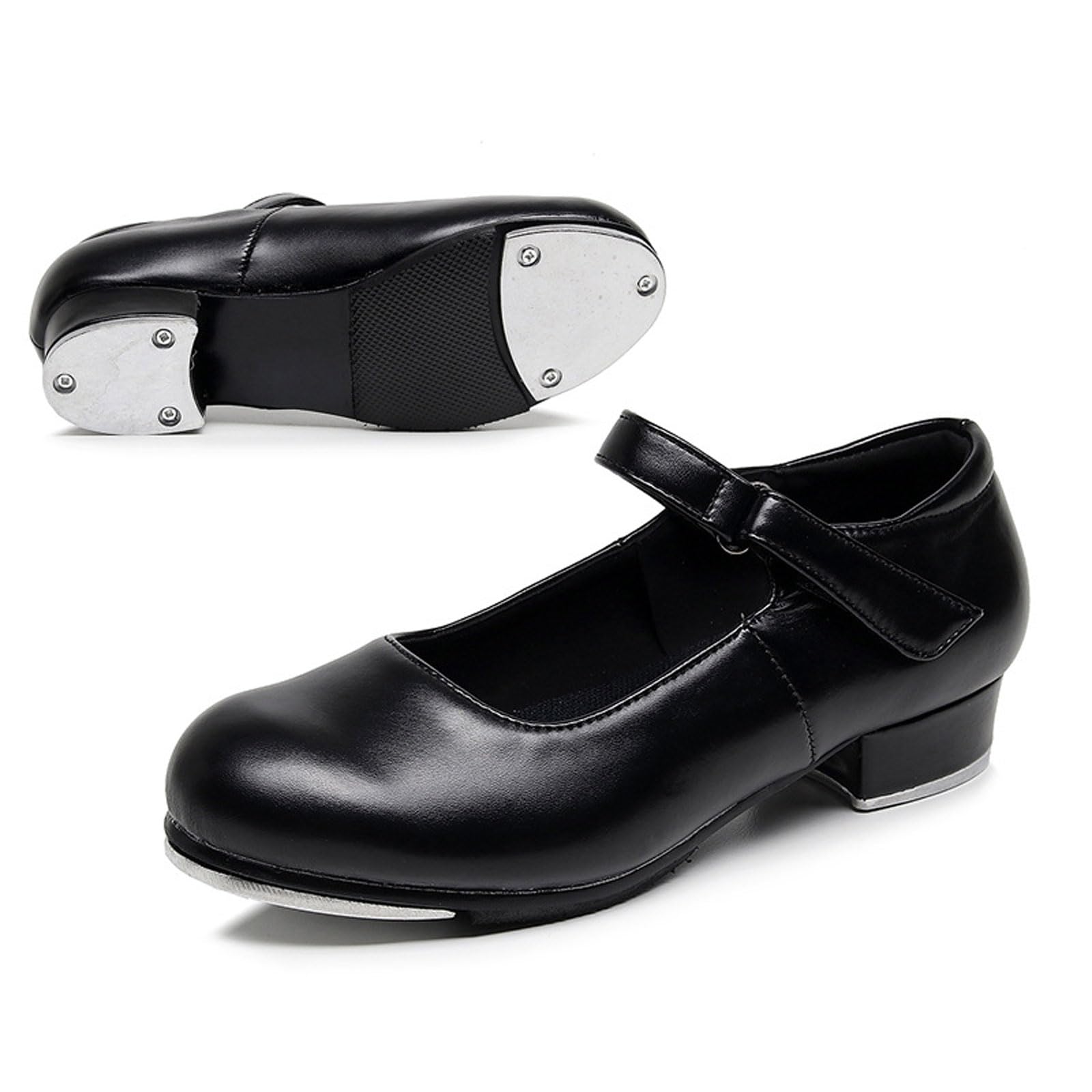 Buty do klapek. Sznurowane buty Tap Dance. Niskie obcasy Buty do tańca. Czarne sznurowane buty do tańca.