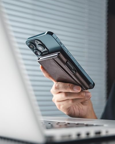 Miniatura 7 de VULKIT Cartera magnética para tarjetas de teléfono, funda delgada de cuero desplegable con bloqueo NFCRFID, compatible con iPhone 1615141312 Series,
