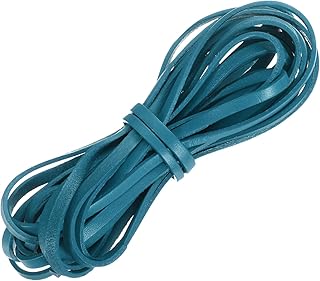 sourcing map Cordón plano de cuero, 5.5 yardas, 5 mm, tiras de cuero para manualidades, hacer pulseras, bolsos, correas, color azul lago