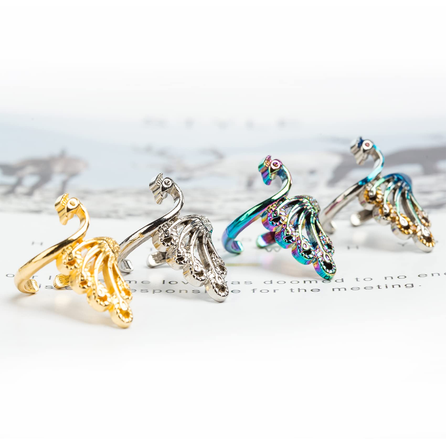 GYGYL 8 Pcs Adjustable Knitting Loop Crochet Loop Ring, Knitting Accessories, Hand-Made Silver-Plated Copper Rings, Faster Crocheting for Mother Grandma Thanksgiving Presents-Colorful Style 1