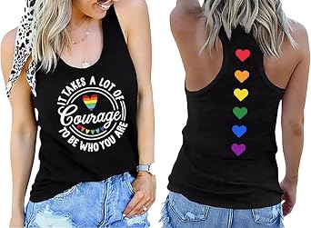 Pride Tank Top for Women Proud Ally Shirt LGBT Equality Rainbow Love Heart Graphic Tanks Pride Sleeveless Vest Tops