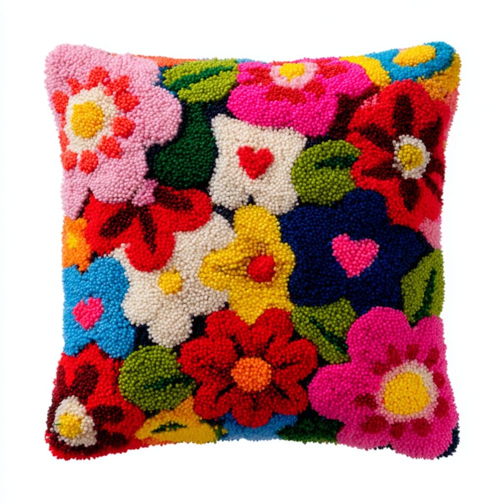 kitphoenix Latch Hook Kit Pillow Case Flowers 43Cmx43Cm