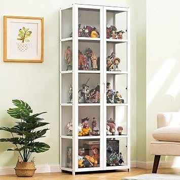 Display Cabinet, Curio Cabinet Lego Display Case, Acrylic Display Shelf, Floor Standing Bookshelf, Toy Organizer Rack for Living Room, Bedroom, Office, 62*33*160cm