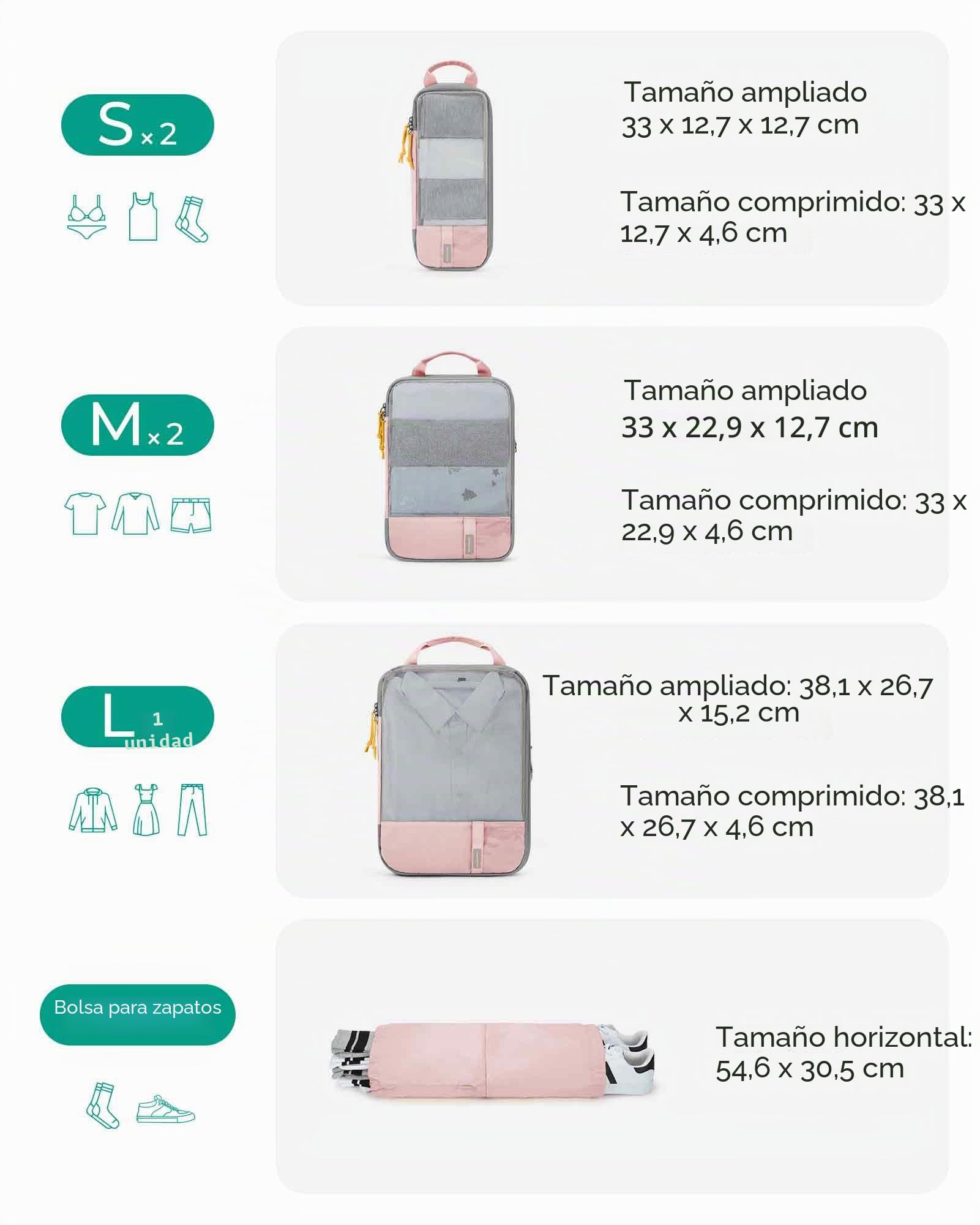 BAGSMART Bolsas Organizador Maleta Escalable, 6 Piezas Compression Packing Cubes, Con Bolsa de Lavandería, Adecuado Para Mochilas, Maletas de Viaje y Almacenamiento de Ropa en el Hogar, Negro