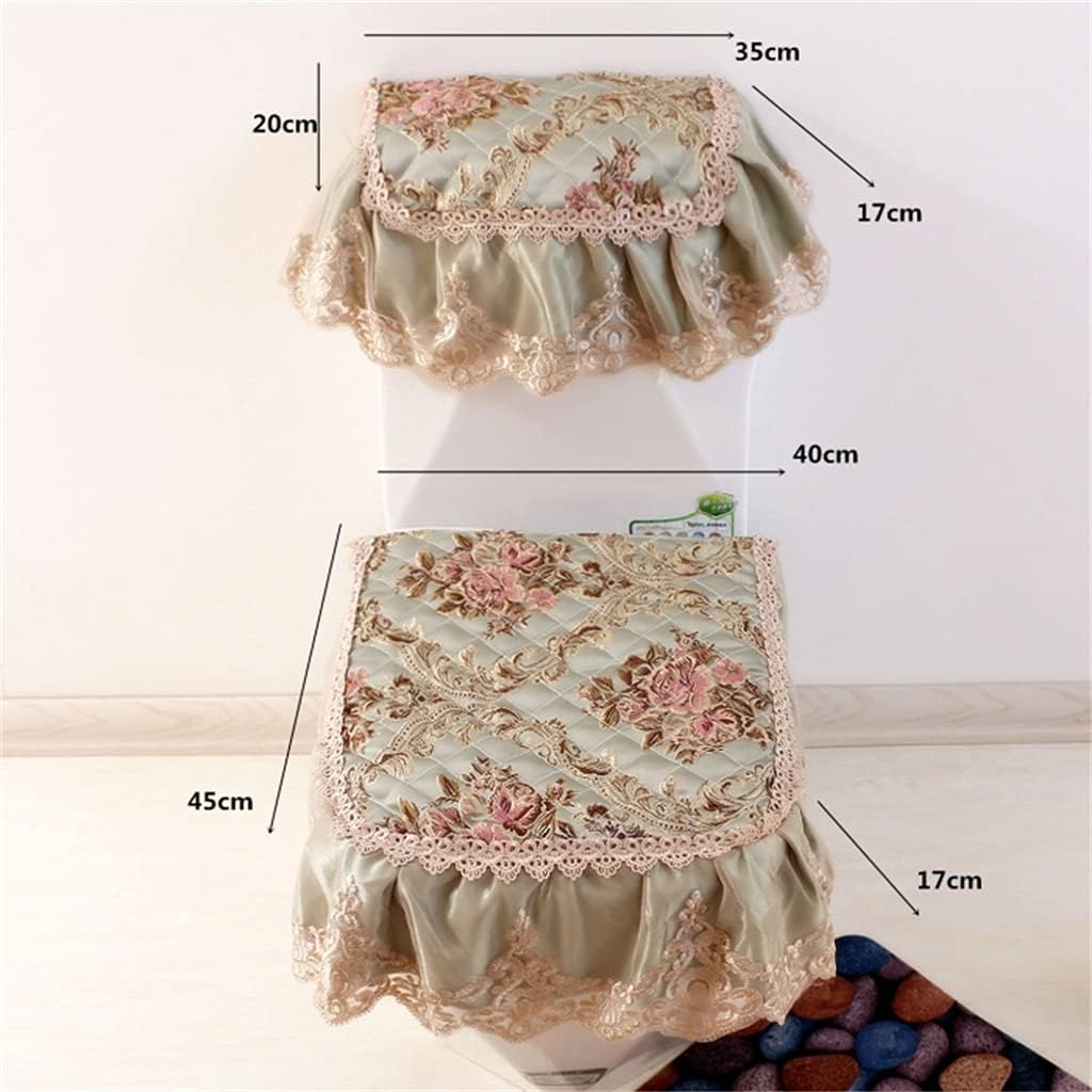 Toilet Seat Square Three-Piece Lace Toilet Seat Quilting Warm Toilet Seat Zipper Style (Color: A, Size