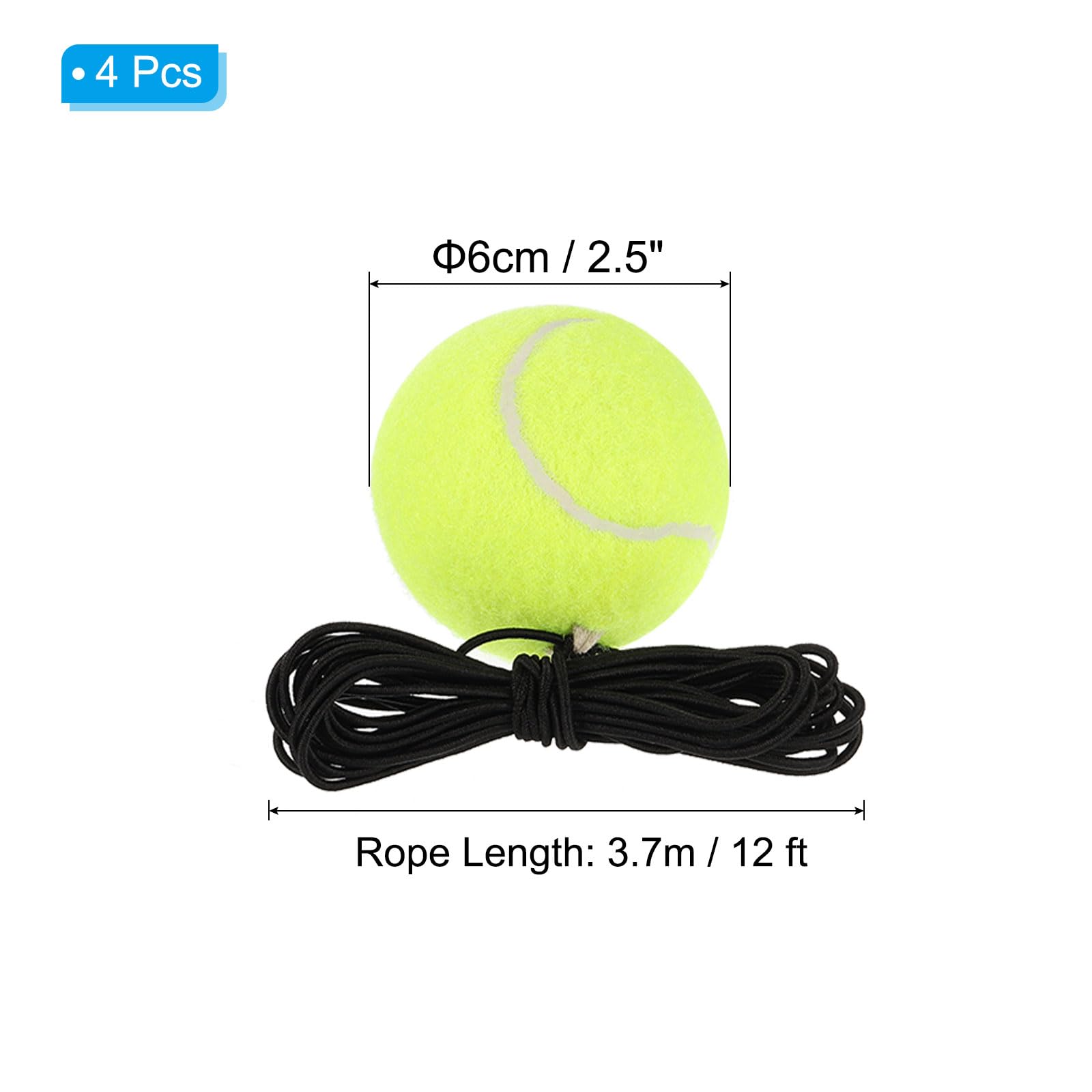 PATIKIL Tennis Balls with String, 4 Pack Tennis Training Ball with String Self Practice Train Tool Tennis Training Equipment for Sport Exercise, Yellow - Image 2