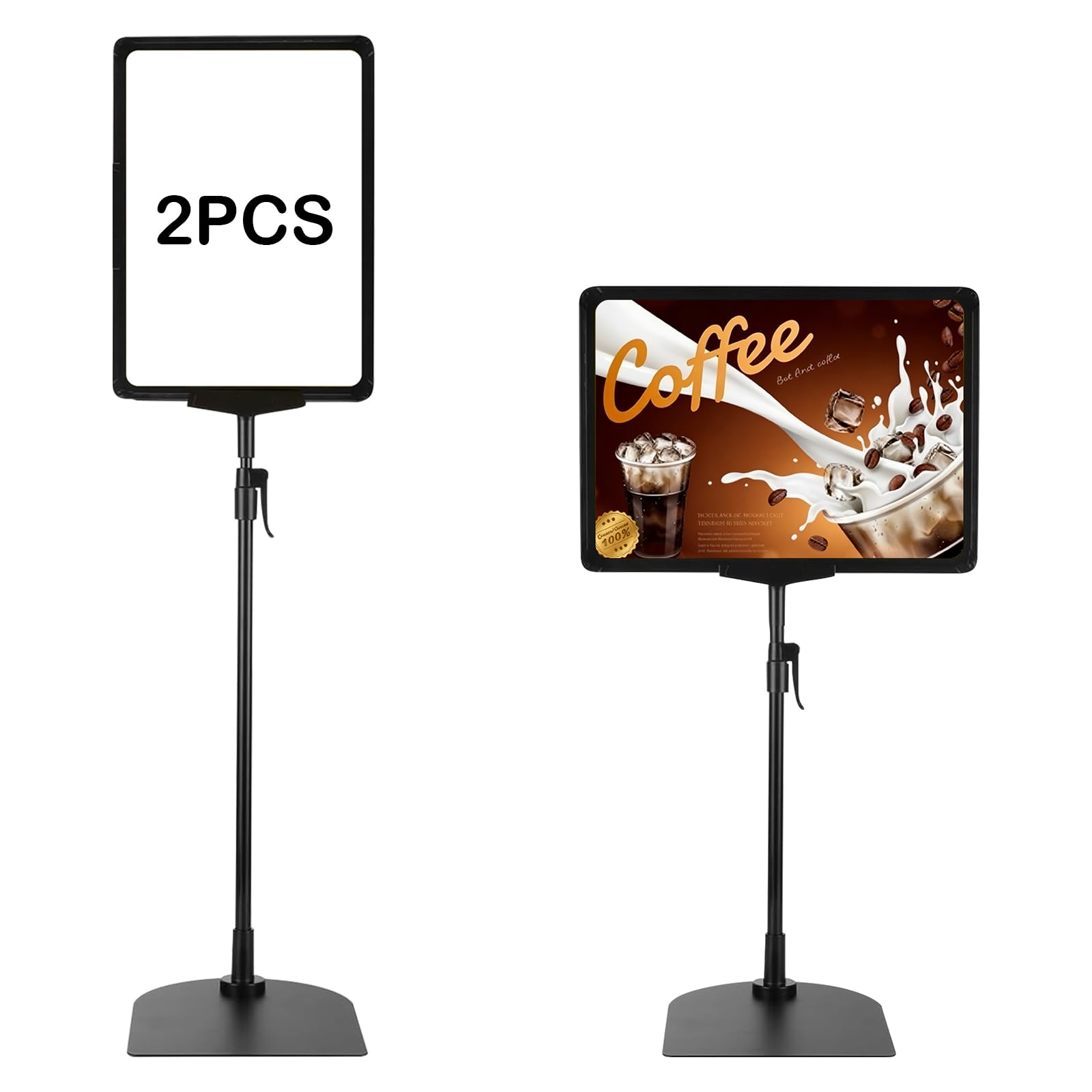 2 piezas de soporte de información, soporte A4 de altura ajustable, soporte para carteles, soporte de información, seña de clientes Adecuado para centros comerciales y ferias