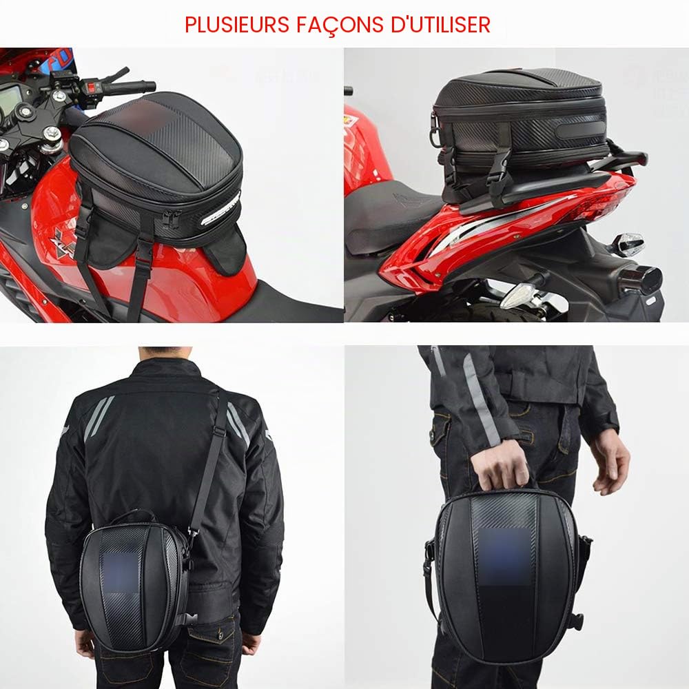 JFG RACING Sacoche Cavaliere Queue Moto Sac Bagages Etanche Sac-Blanc | Siège Sacoches Selle de Moto Sac Vélo Multifonctionnel Sport